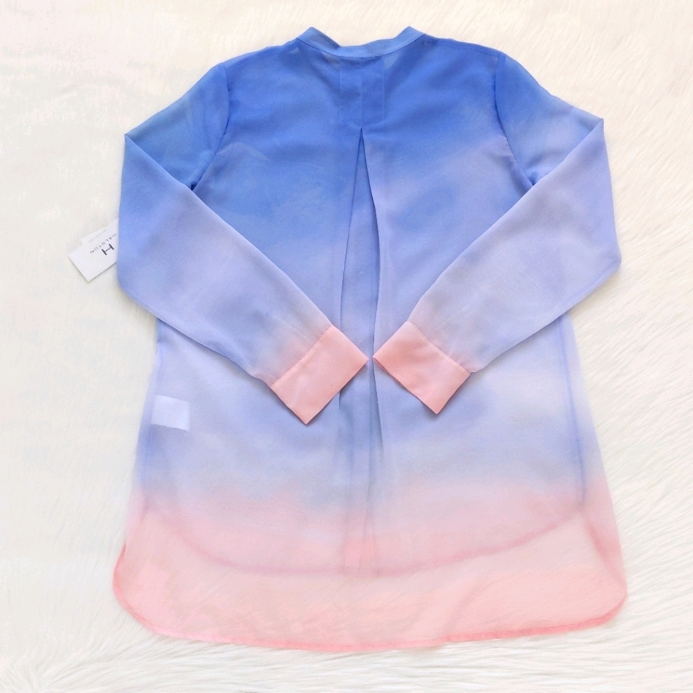 NWT H Halston Neutral Cloud Button Up Blouse Top - Picture 6 of 10